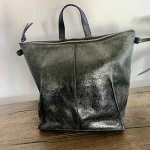 Black Faux Leather Backpack